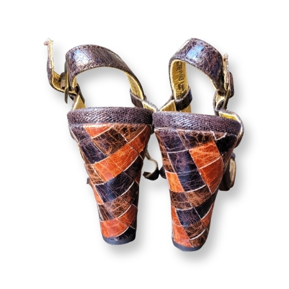 Naughty Monkey Brown Patchwork Heels Guc - image 4